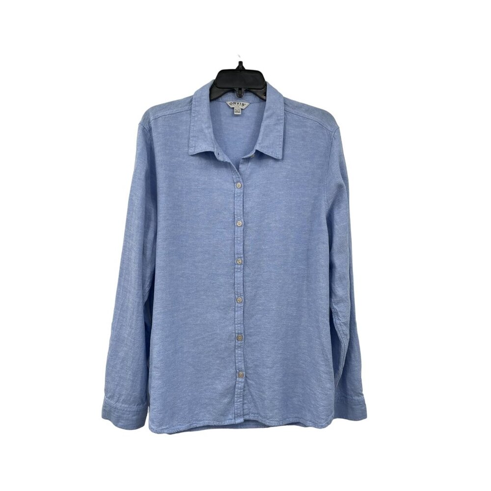 Orvis Blouse Womens XL Used Blue Convertible Arms Sturdy Fabric